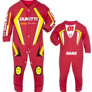 Dukitti baby personalized race sleep suit - red