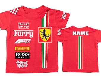 Camiseta de carrera personalizada Furry Baby en color rojo