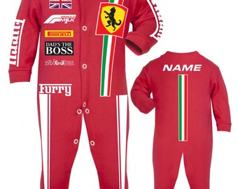 Furry Baby race sleep suit in red