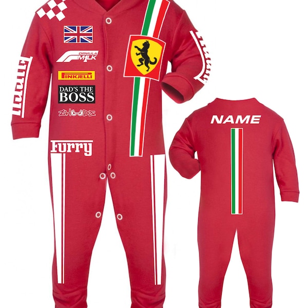 Furry Baby race sleep suit in red