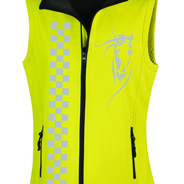 Ladies Equestrian & Horse Rider Soft-Shell Reflective Bodywarmer For Road Safety