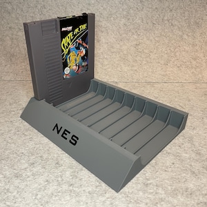 Stand holder for 10 games cartridges Nintendo NES - custom text, any color!