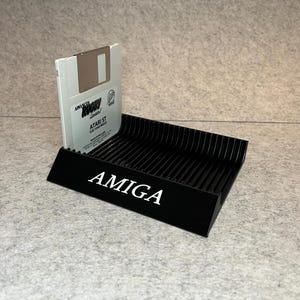 Stand holder for 15 games floppy disks Amiga 500 1200 - custom text, any color!