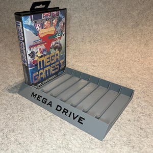 Stand holder for 8 games cartridges Sega Megadrive - custom text, any color!
