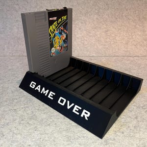 Stand holder for 10 games cartridges Nintendo NES - custom text, any color!