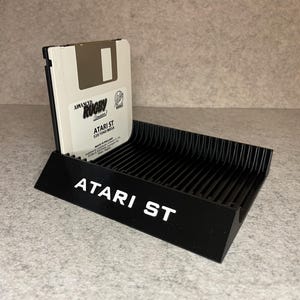 Stand holder for 15 games floppy disks Atari ST - custom text, any color!