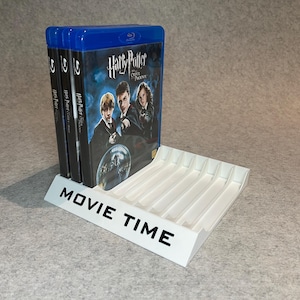 Stand holder for 10 movies DVD BluRay - custom text, any color!