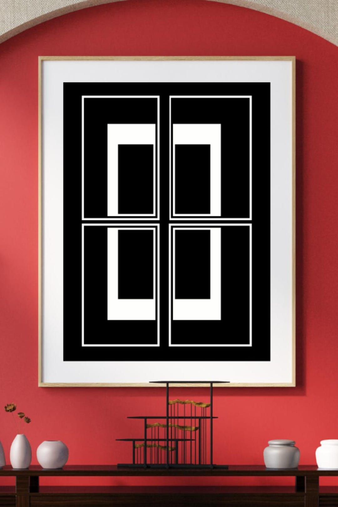 Black and White Geometric Wall Art Printable | Minimal Abstract Modern ...