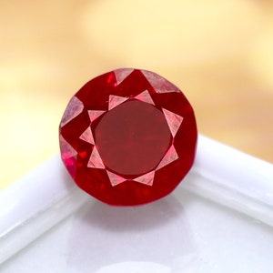 Piedra preciosa de rubí rojo natural de Myanmar 7.25Cts Piedra de nacimiento de rubí de forma redonda Mejor para aquellos que tienen un sol más débil en el horóscopo o la carta natal