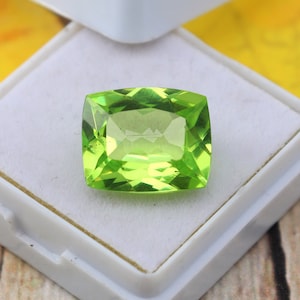 Mined Green Peridot From Sri Lanka Mines 9.65Cts Long Cushion Cut Beautiful Green Peridot Birthstone Best For Astrological Rings Pendants
