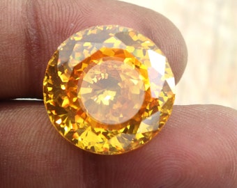 Natural Yellow Sapphire Large Size Stone 104.85Cts Round Cut Yellow Sapphire From Ceylon Loose Yellow Sapphire Stone Apt For BigRing Pendant