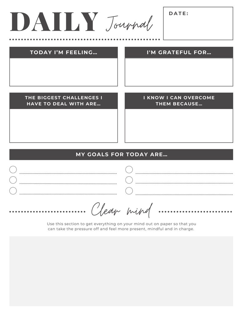 Daily Journal Printable for Planner - Etsy.de