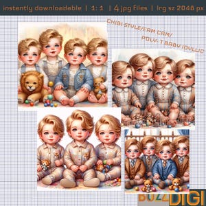 Chibi Style/Poly T Idyllics / Fam Cam | Chibi-style | Digital art | x4 JPG files | 28"/ 2048 pixels.