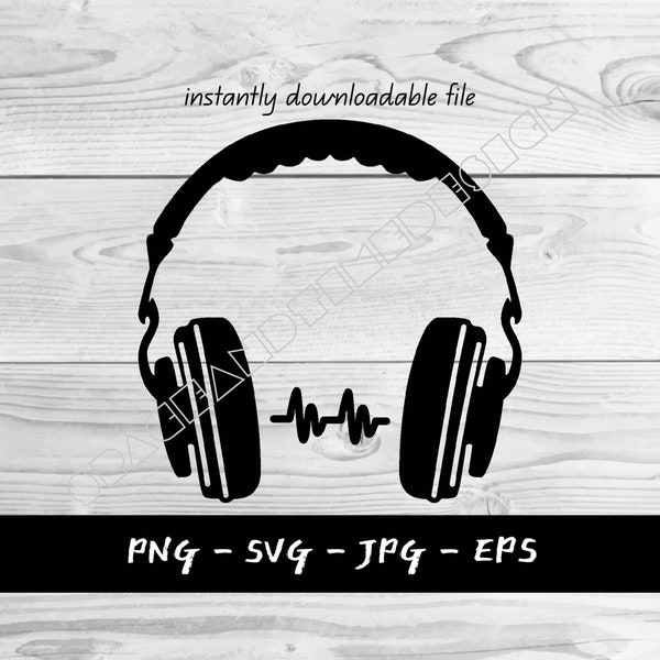 Headphones silhouette | DJ | downloadable editable cut file, for  t-shirt, sublimation, scrapbooking, crafts, PNG/JPG/+2, 17x17inches