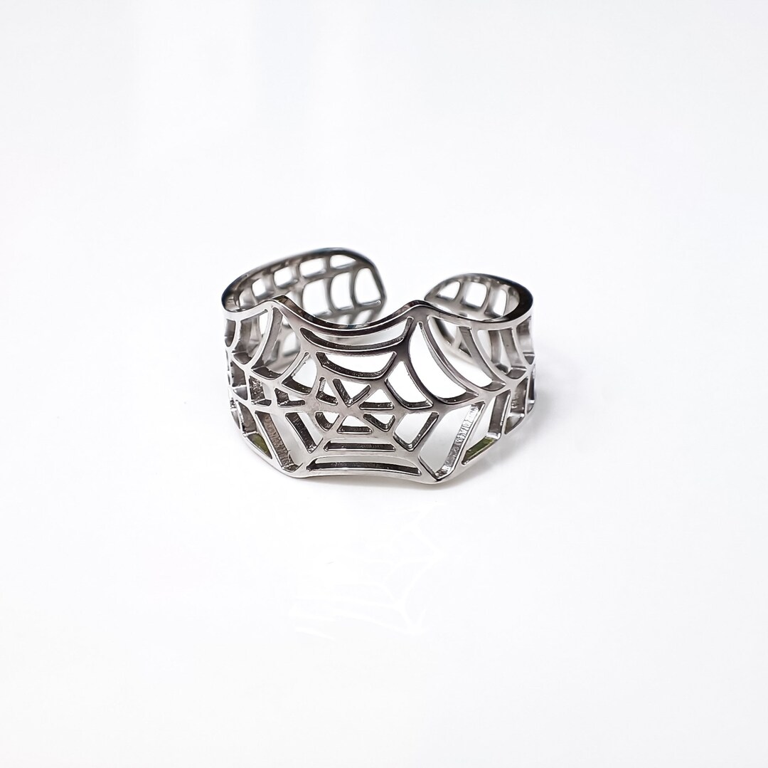 Kazual.fr Jewelry adjustable stainless steel spider web ring