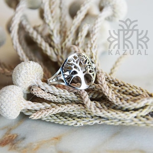 Anillo de acero inoxidable Yggdrasil - Joyería nórdica del árbol de la vida - Anillo vikingo ajustable - Regalo de naturaleza y mitología