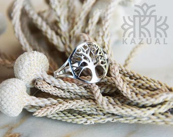 Anillo de acero inoxidable Yggdrasil - Joyería nórdica del árbol de la vida - Anillo vikingo ajustable - Regalo de naturaleza y mitología