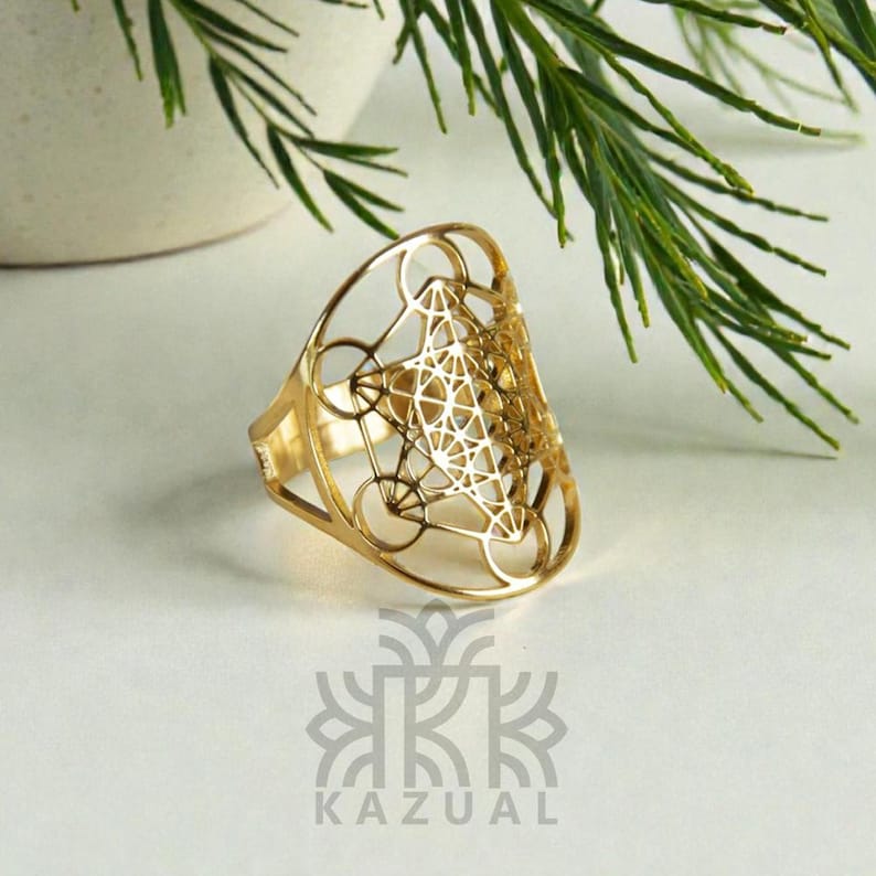 Anillo de Arcángel Metatrón en acero inoxidable - Joyería de Geometría Sagrada - Anillo ajustable de protección espiritual - Regalo esotérico imagen 2