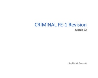 Criminal Law FE1 Exam Notes (Pass Mark 66%)