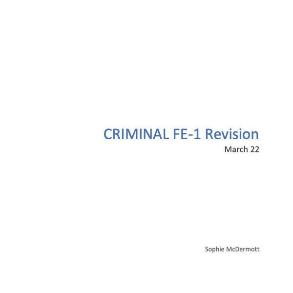 Criminal Law FE1 Exam Notes (Pass Mark 66%)