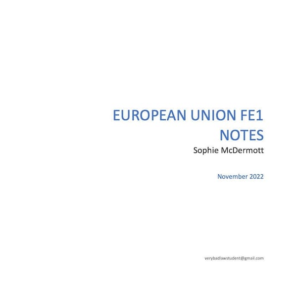 European Union Law March 2024 FE1 Revision Booklet With Script