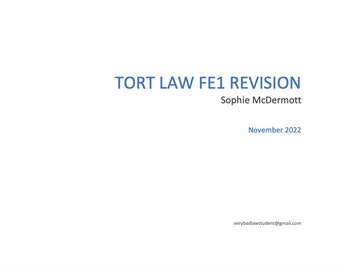 Tort Law March 2024 FE1 Revision Booklet with Script