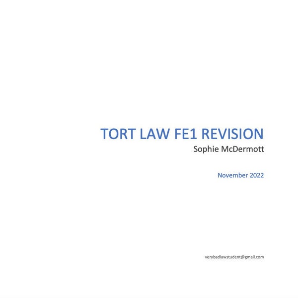 Tort Law March 2024 FE1 Revision Booklet with Script