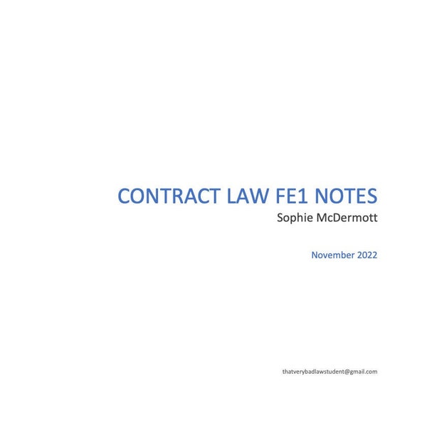 Contract Law March 2024 FE1 Revision Booklet with Script