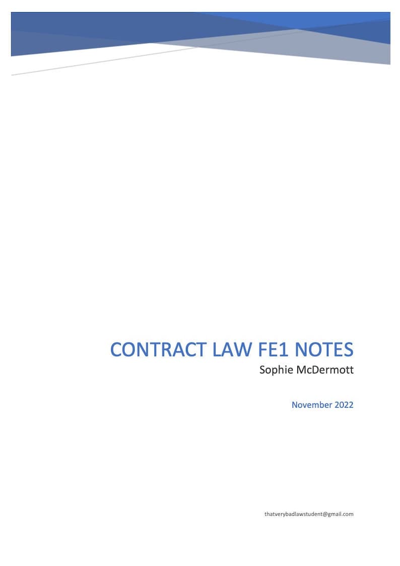 Contract Law March 2024 FE1 Revision Booklet with Script image 1