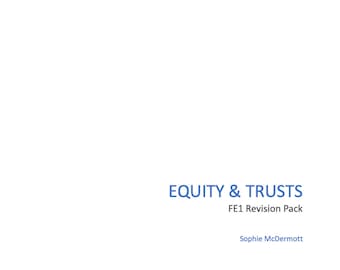 Equity and Trusts FE1 Revision Notes