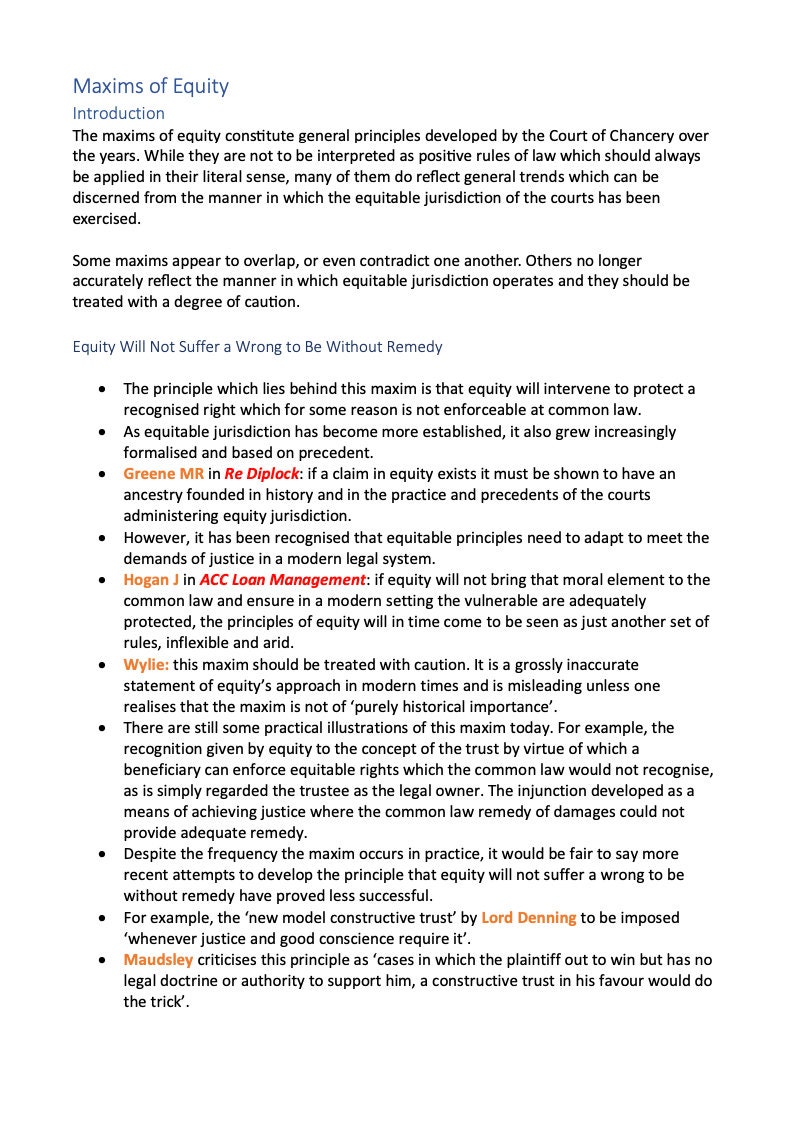 Equity and Trusts FE1 Revision Notes image 3