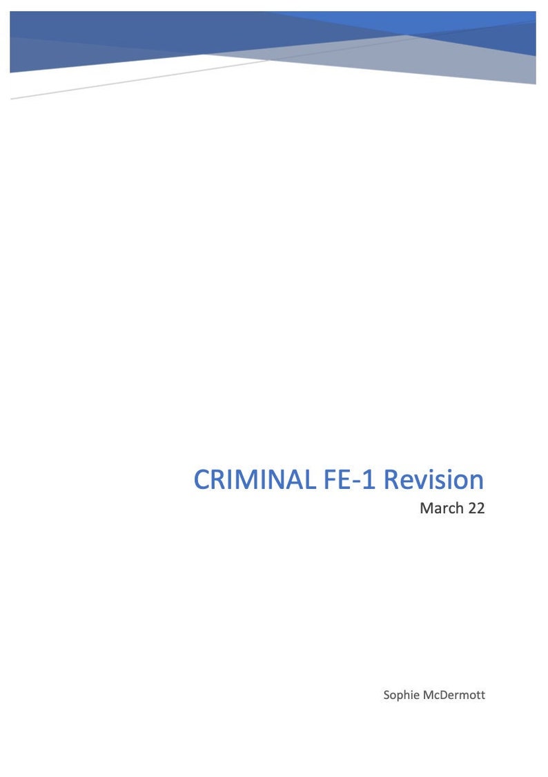 Criminal Law FE1 Exam Notes Pass Mark 66% zdjęcie 1