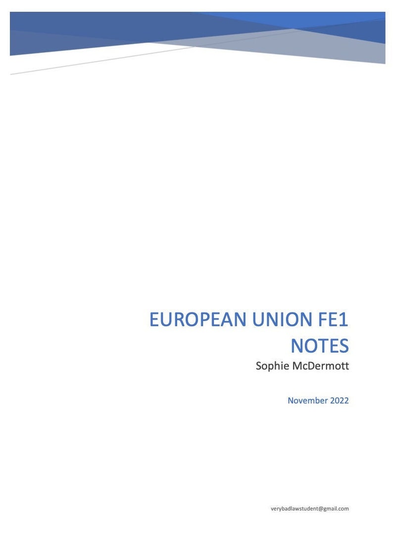 European Union Law March 2024 FE1 Revision Booklet With Script image 1