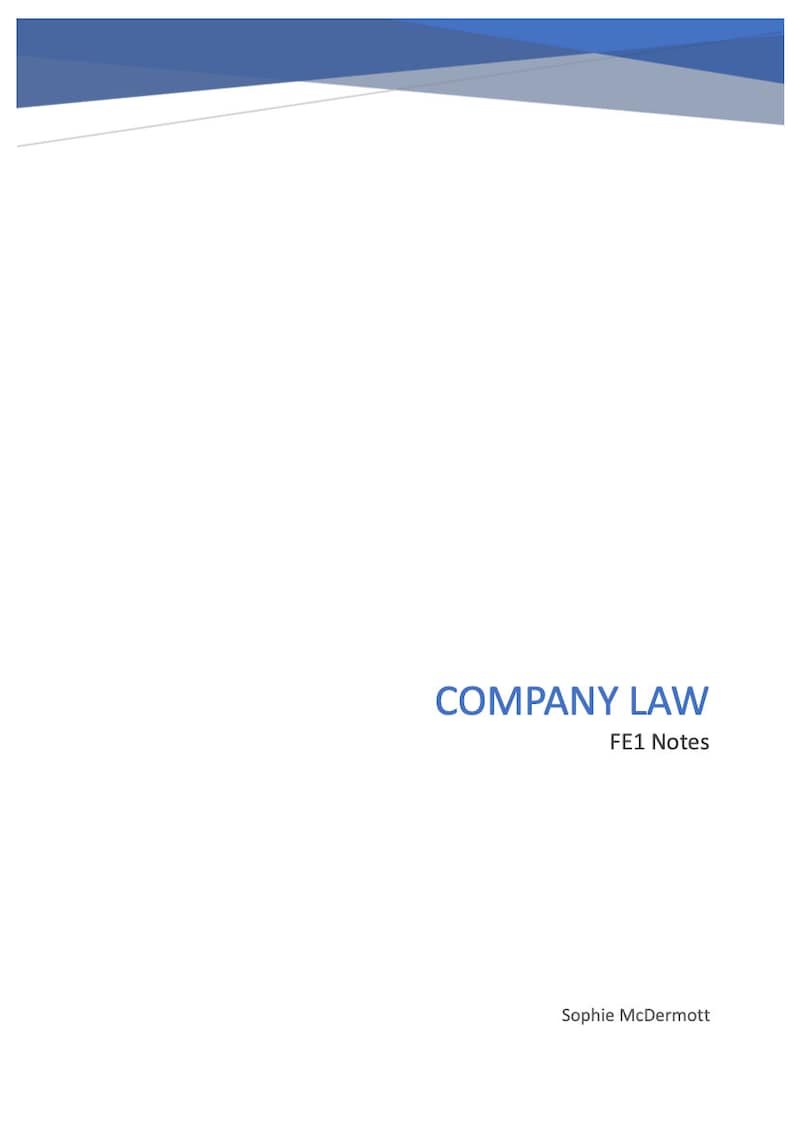 Company Law March 2024 FE1 Revision Booklet with Script image 1