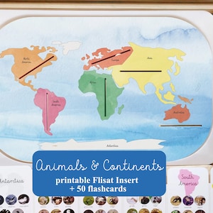 Weltkarte Flisat Einsatz, DRUCKBARE Weltkarte + Tiere der Welt Karten, Trofast Deckel, Geographie, Montessori Kontinente, Aktivität