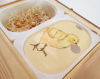 Inserto de pollo Flisat, actividad para niños pequeños IMPRIMIBLE, inserto de pollito, caja sensorial, imprimibles de escuela en casa de gallina, inserciones Trofast grandes y pequeñas
