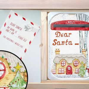 Inserto de Navidad Flisat, carta de Papá Noel IMPRIMIBLE, tapa trofast, imprimibles de invierno, ikea flisat, lista de deseos de Navidad, carta de elfos, polo norte