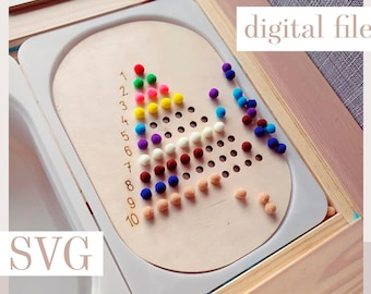 Numbers SVG and JPG, Flisat insert, DIGITAL download, montessori math beads, sensory play base, cricut, small Trofast inserts