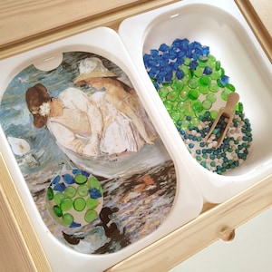Vijver Flisat inzetstuk, AFDRUKBARE peuteractiviteit, Waterinzetstuk, zintuiglijke doos, kunst homeschool printables, grote en kleine Trofast inzetstukken