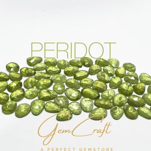 Natural Peridot Rosecut Irregular Shape | 7x9-8x10mm(Approx) | Rosecut For Jewellery Making | August Birthstone