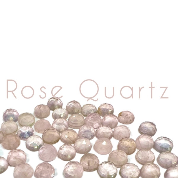 5mm Natural Rose Quartz Round Rose Cut Cabochon, Faceted Cabochon, Semi-Precious Stone,  Wholesale Price