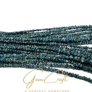 Blue Diamond Raw Beads Slices | 2.0-3.5 mm | 16” strand | Diamond Rough Beads | Diamond Chips