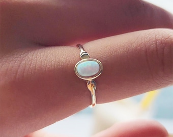 Dainty 14K Gold Fire Opal Ring: October Birthstone Jewelry
