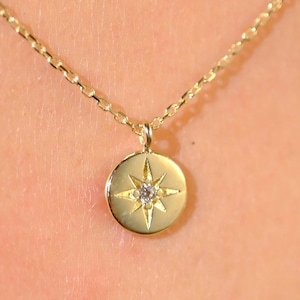 North Star Gold Necklace, Super Tiny Gold North Star Charm Necklace, Gold Polaris Star Pendants, Diamond North Star Choker, Layering Jewelry