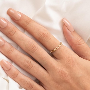 14K Solid Gold Celtic Knot Ring: Minimalist Braided Wedding Band