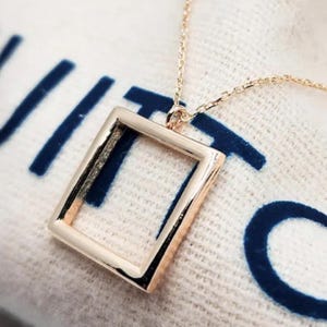 14K Gold Würfel Kette: Minimalistischer Rechteck Anhänger