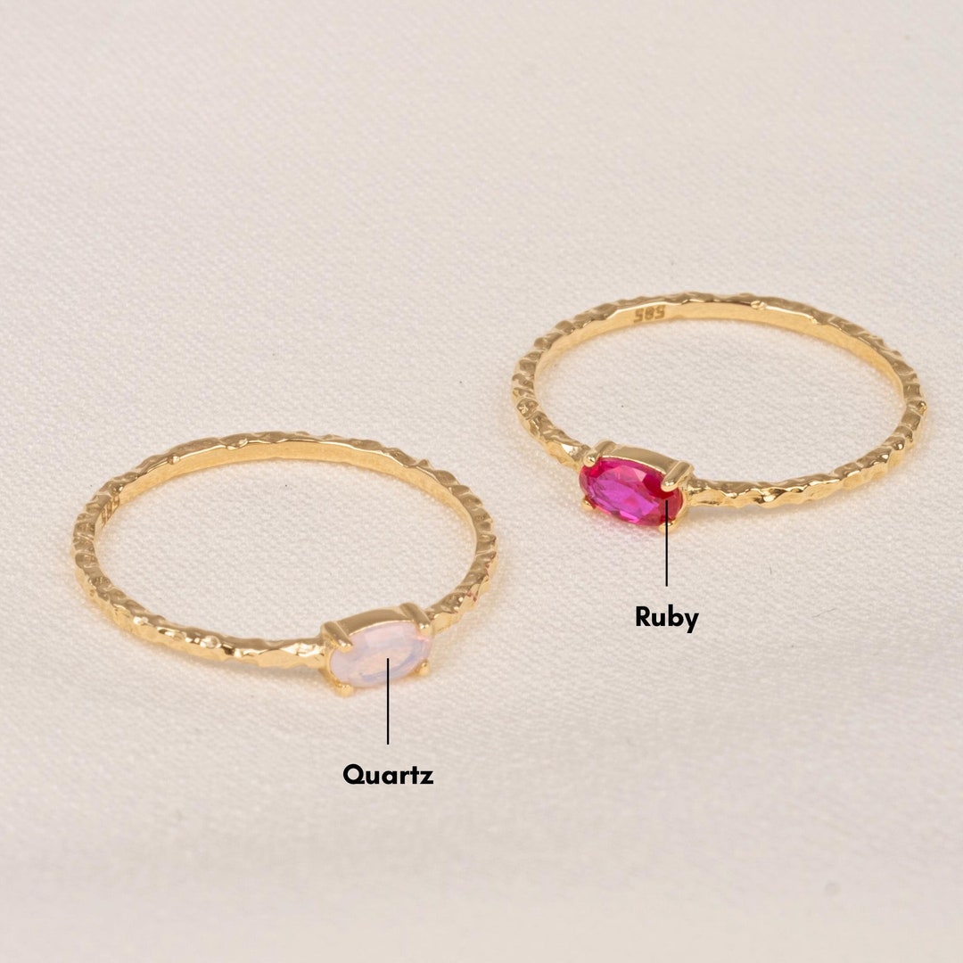 handmade ruby stone stacking ring delicate... 14K Gold Hammered Ruby Ring: Minimalist Wedding Band - Etsy