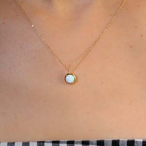 14K 18K Solid Gold Opal Pendant Necklace Dainty Minimalist Pendant