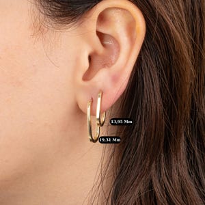 Double Oval Hoops Earrings, 14K Solid Gold Dangle Earrings, Large Oval Hoops Minimalist Earrings, Rectangle Oval Medium Size Hoop Earrings
