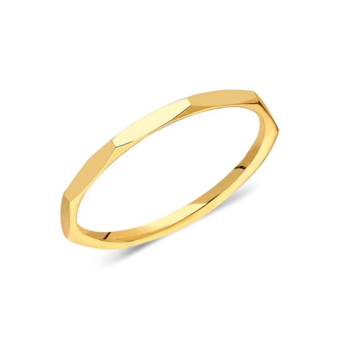 Octagonal Gold Rings 14K Solid Gold Octagon Ring: Geometric Stacking Ring - Etsy